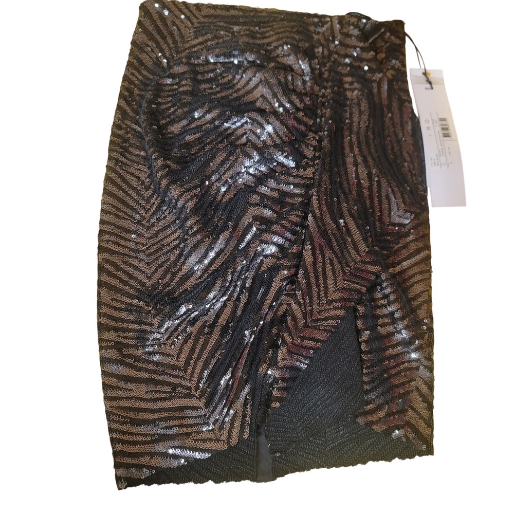 IRO Saria‎ Sequin Mini Skirt Black Luxe Sparkly French Glam Size 34 NEW $400